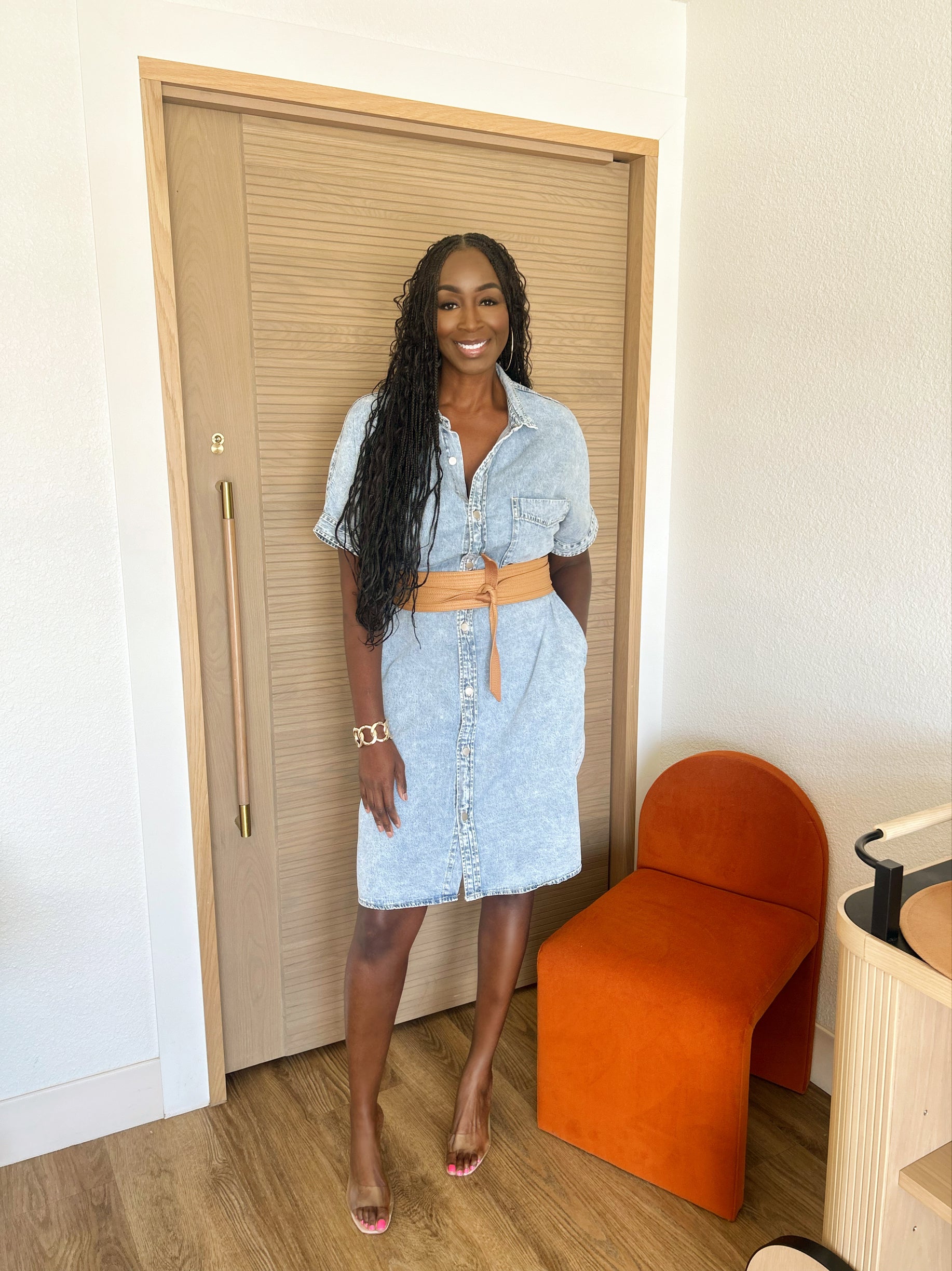 CHAMBRAY DENIM SHIRTDRESS - Main Image