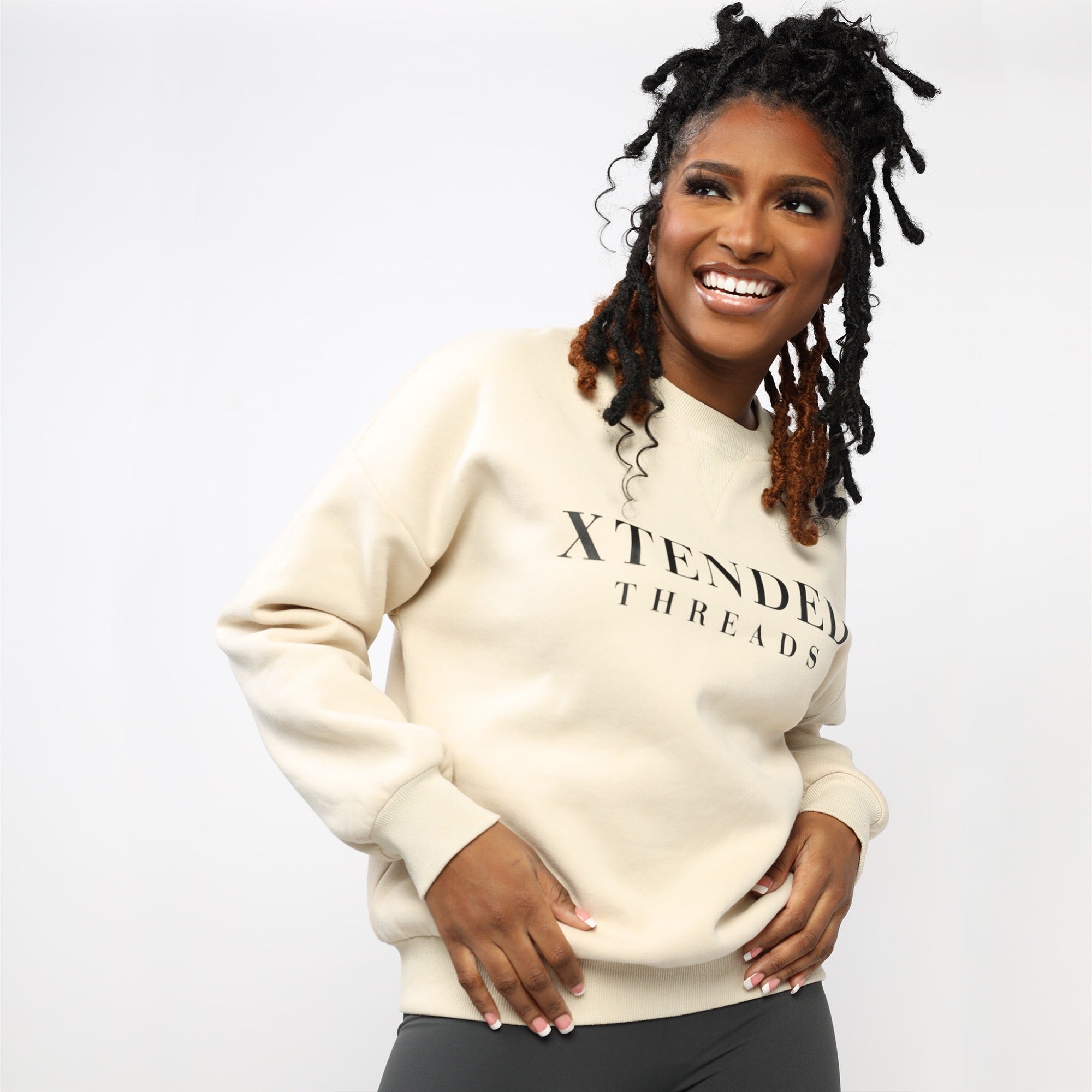 Xtended Threads Soft Crewneck Sweatshirt in Cream