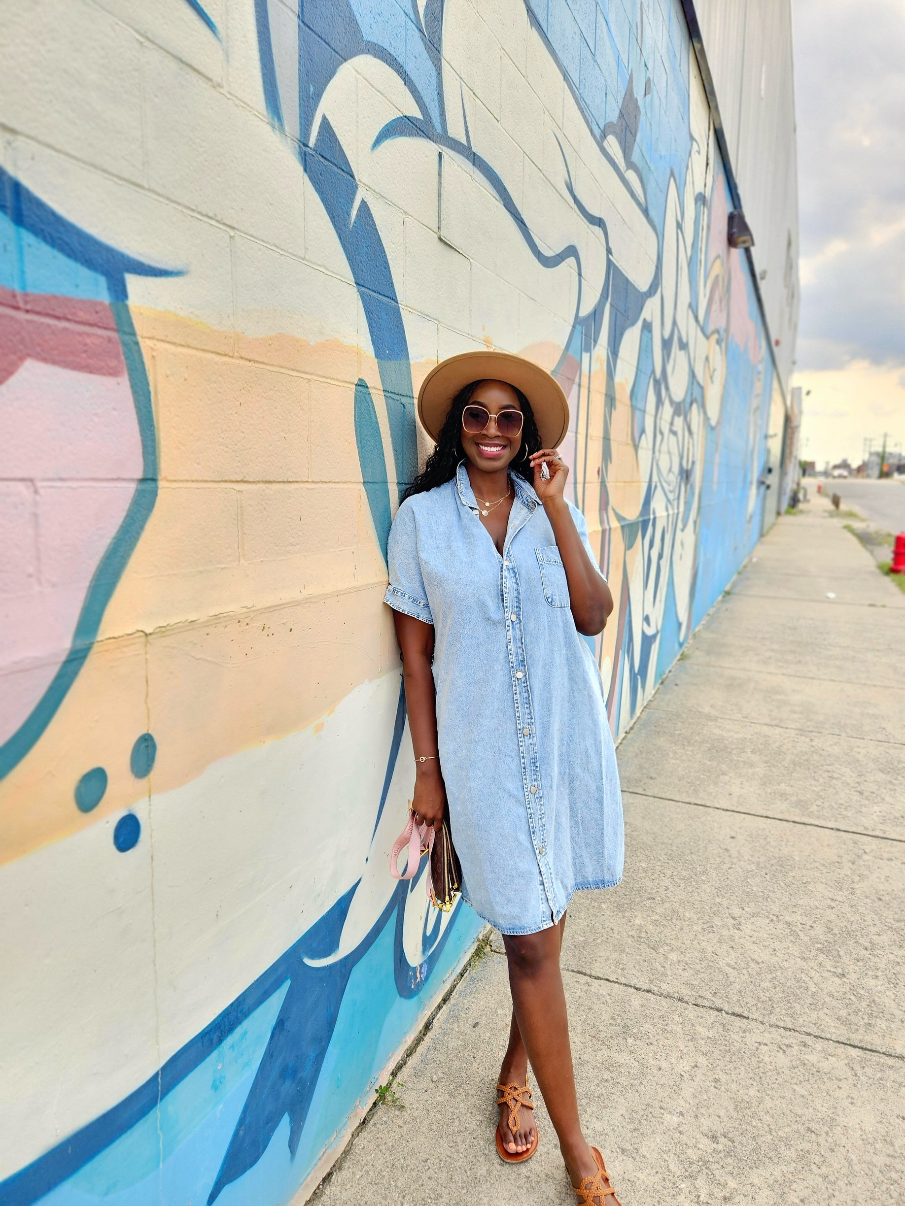 CHAMBRAY DENIM SHIRTDRESS